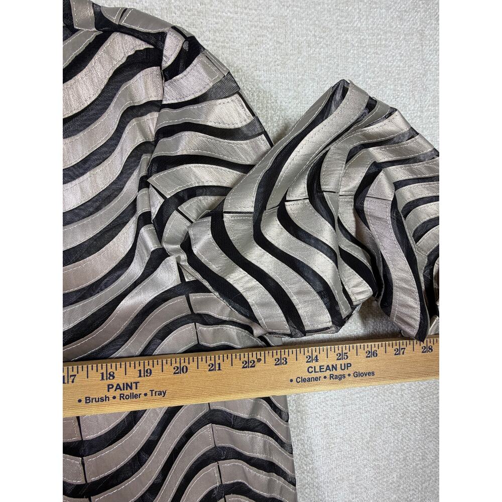 IC by Connie K Women XL Black Silver Sheer 3/4 Sleeve One Button Dress Jacket - Picture 5 of 9